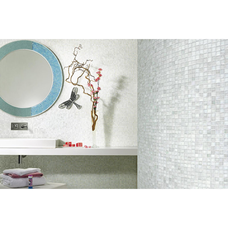Snow 5/8" x 5/8" Glass Mosaic