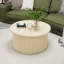 Table basse de salon de style moderne avec finition naturelle, support interne en fer, plateau rabattable et pieds réglables Scratch, idéal pour la pièce, grain de bois vertical unique, cadre
