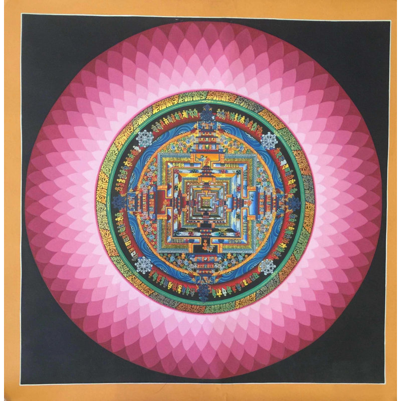 Lotus de Kalachakra Mandala (Thangka sans brocart)
