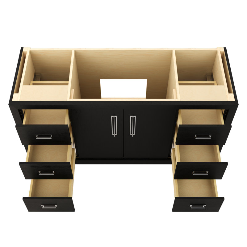 Avalon Single Extra Wide Bath Vanity, Classic Black, Polished Chrome, 60"
