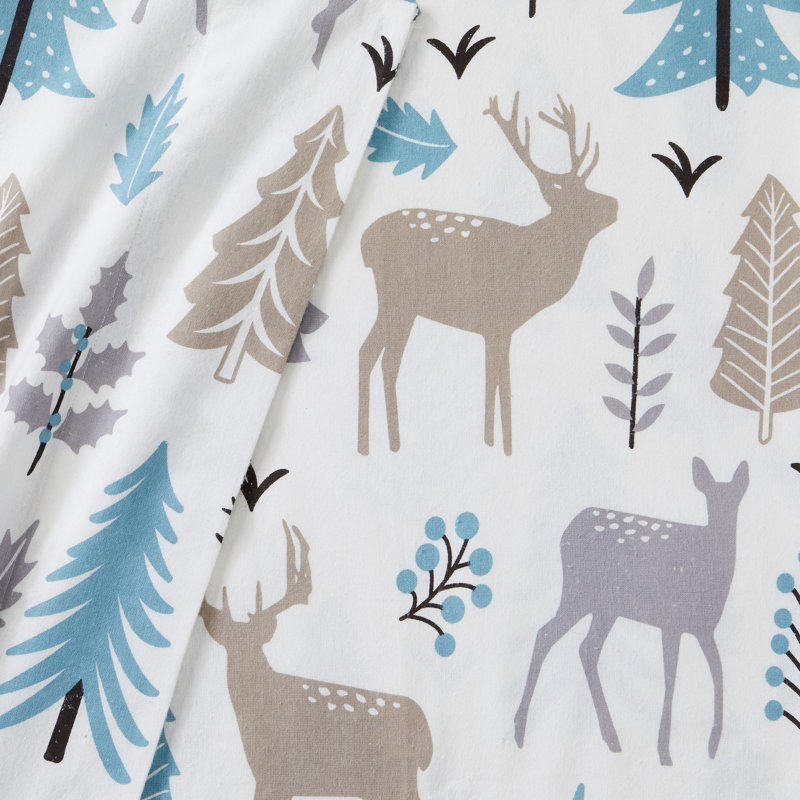 Ensemble de draps à imprimé géométrique 100% flanelle de coton, Ensemble de draps pour grand lit avec drap-housse 