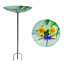 Bain d'oiseaux en verre 10 pi avec fleurs et libellule pour jardin, patio et pelouse