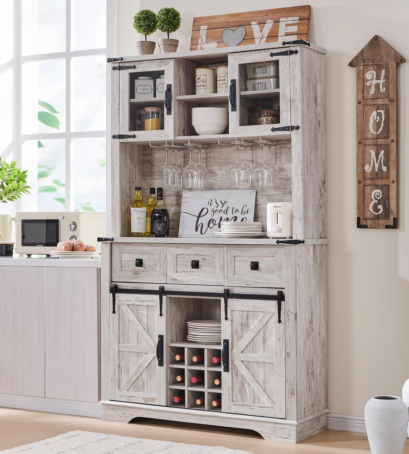 Hutch White Bar Cabinet Tall Tall Kitchen Pantry Storage Cabinet