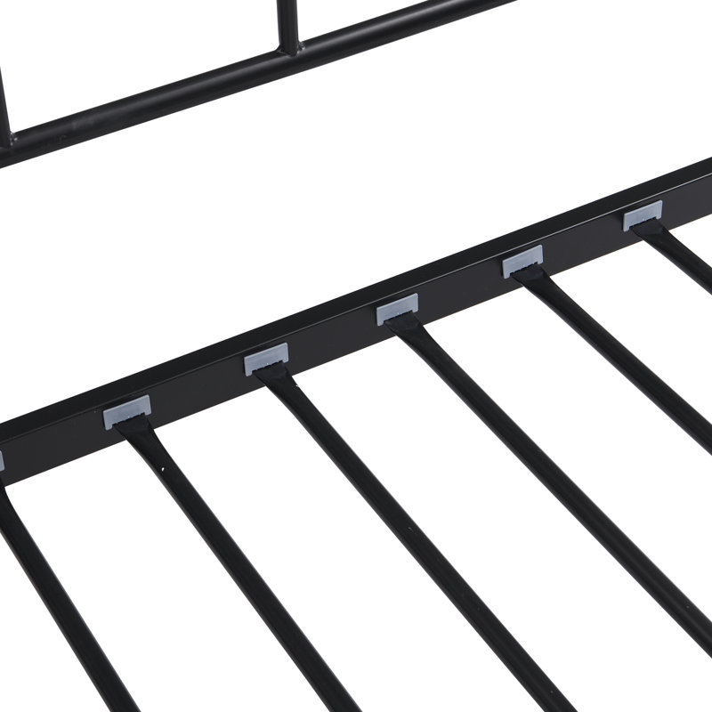 Lit de jour avec couchette en noir - Économisez de l'espace Design moderne, structure métallique solide pour la durabilité, calme et stable, assemblage facile inclus, aucun sommier requis, supporte une élégance de couleur de 250/350 lb,