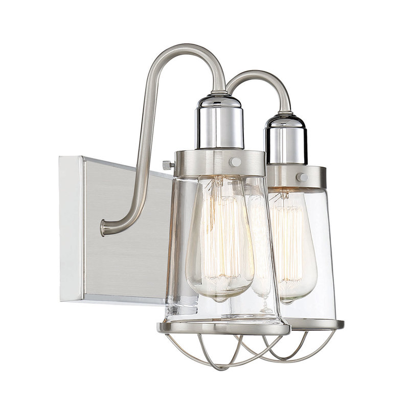 Lansing Satin Nickel and Polished Nickel 2-Light Vanity Fixture