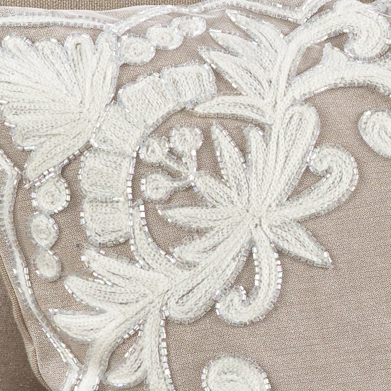 Kreutzer Embroidered Cotton Throw Pillow, Ivory