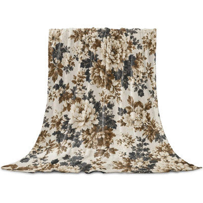 Jeté pour canapé Botanical Flowers, couverture en flanelle douce et légère en flanelle à motif floral Vintage Country Blossoms, couvertures en microfibre toutes saisons pour canapé-lit de bureau, 30 x 40 po