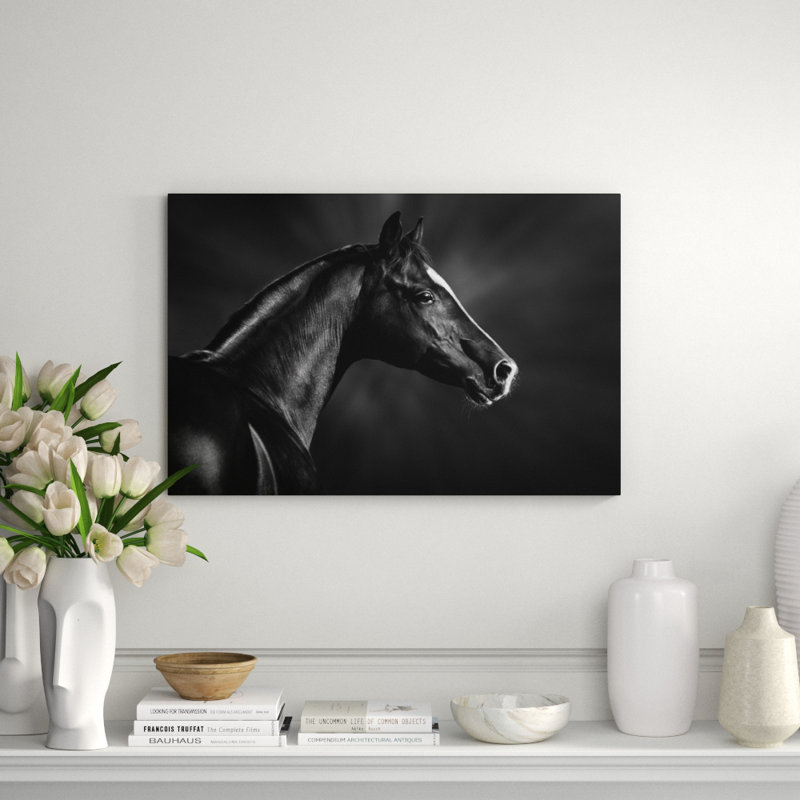 Black Horse Profile Print, 24" H x 36" W