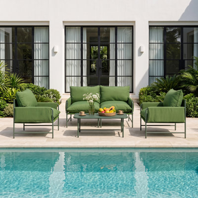 Cloud 4-Person Outdoor Seating Set – Thick Cushions  Removable Arm Pad