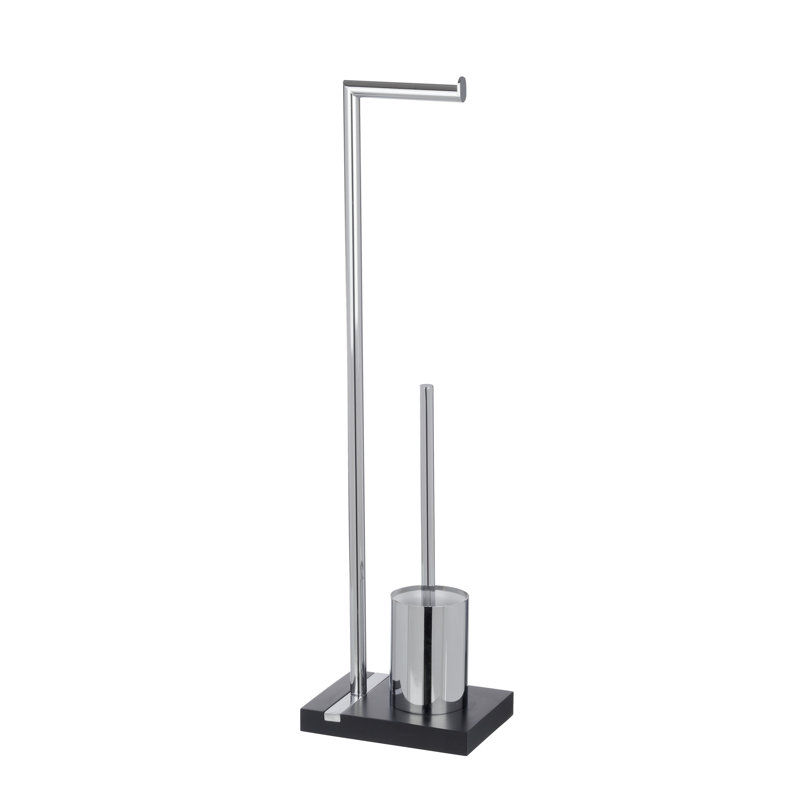 Noble Freestanding Toilet Roll and Brush Holder, Black