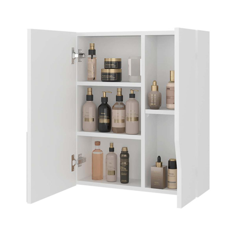 Armoire de salle de bain murale blanche avec miroir