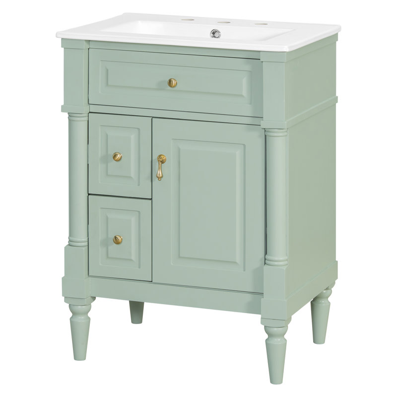 Meuble-lavabo 24 po avec comptoir en céramique, Vert