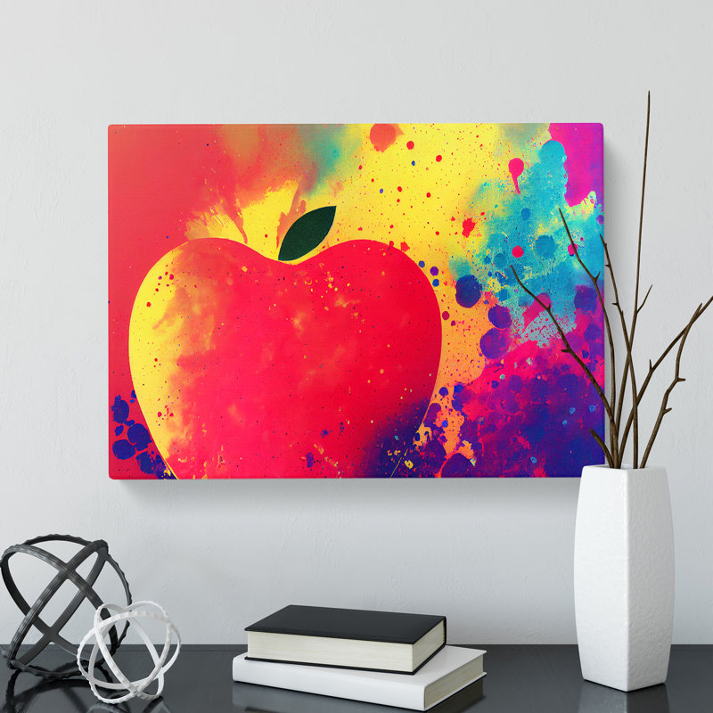 Apple Fruit Paint Splatter Vol.1 Abstract - Wrapped Canvas, 50cm H x 76cm W x 3cm D