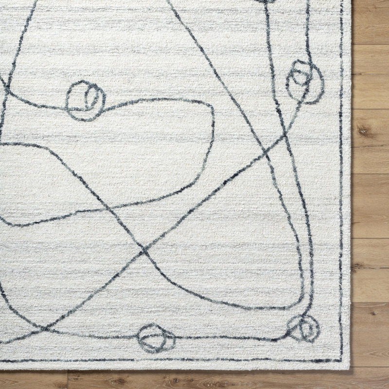 Jules Wool Abstract Area Rug in Gray, Rectangle 2' x 3'