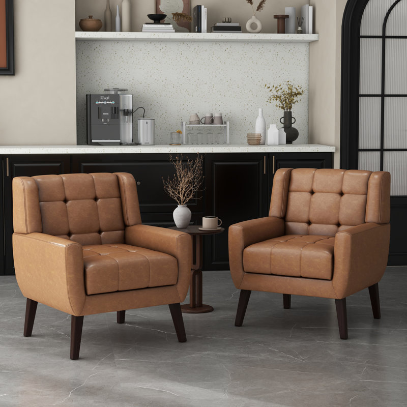 Fauteuil d'appoint revêtu de similicuir 28,3 po Davey, Similicuir brun