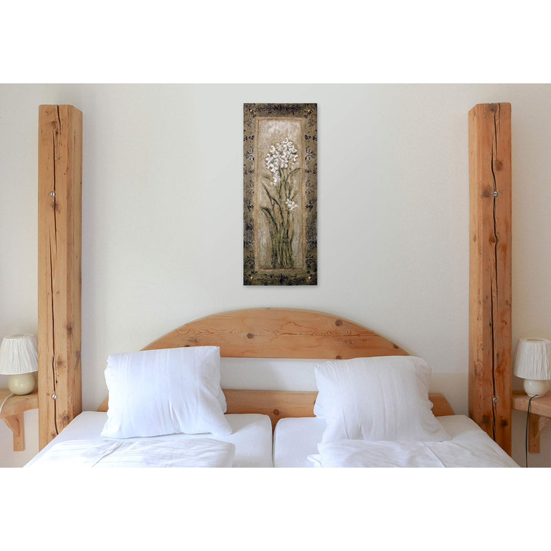 Paperwhite II by Mindeli | Woven Tapestry Wall Art Hanging | White Blooming Narcissus Bulbs | 100% Cotton USA Size 53x22
