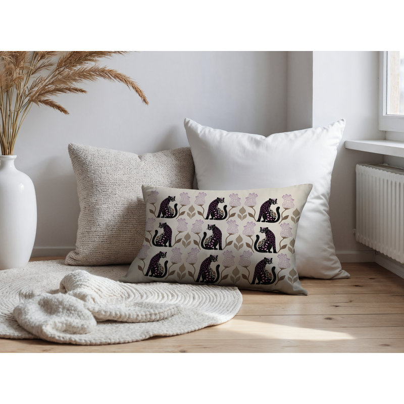 Coussin lombaire réversible intérieur / extérieur Hansa Leopard, Mauve, Rectangle H 18 po x l 25 po