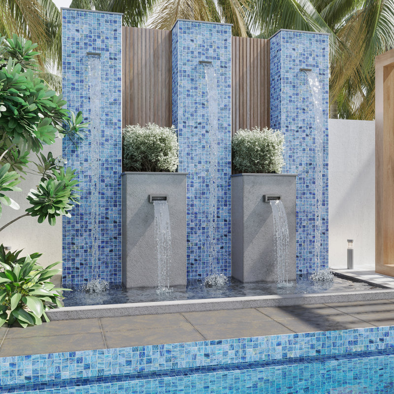 Celestial Glass Grid Mosaic Wall & Floor Tile, Baby Blue