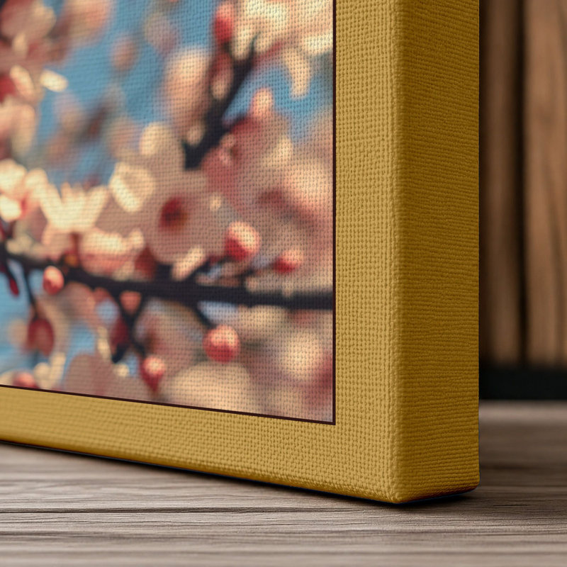 Spring Blossoms in Focus Botanical 1 Piece Wrapped Canvas Wall Art, 36x24 - 91.4 x 61.0 cm, Ochre Border
