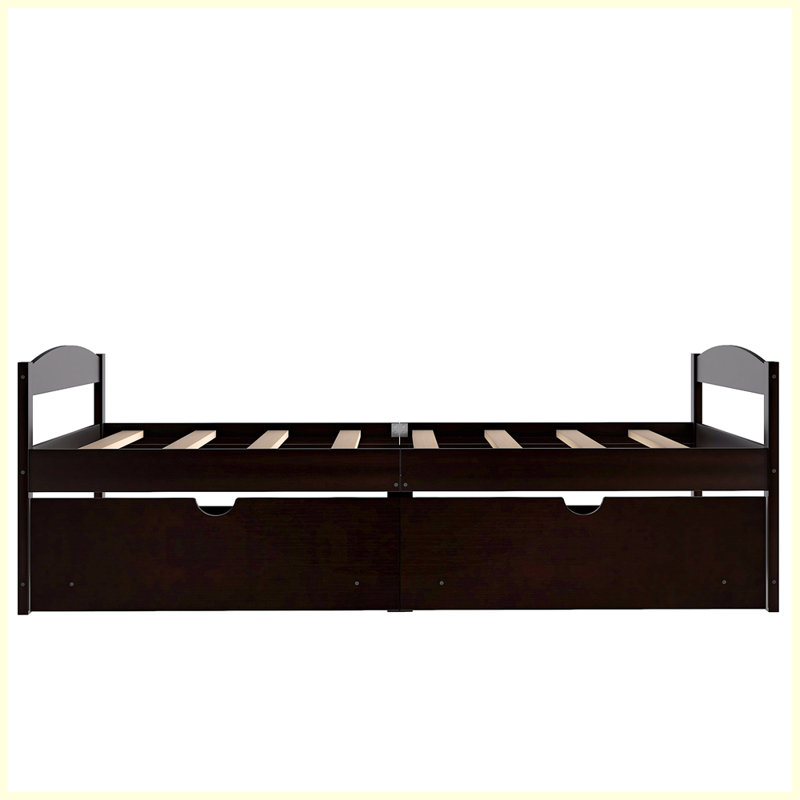 Structure de lit Charlie, lit plateforme, lit avec rangement, Espresso