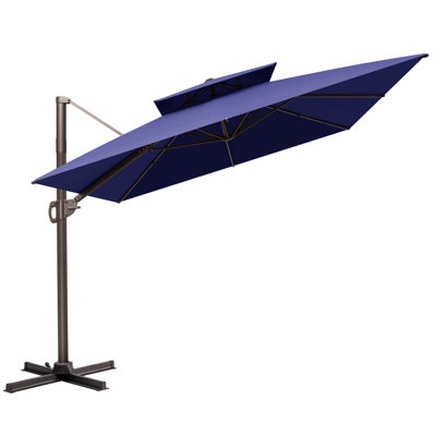 Parasol en porte-à-faux décalé pour terrasse de 141 po x 104 po, base lestée non incluse