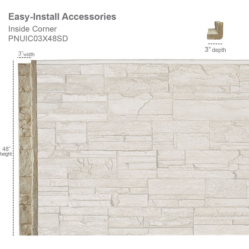 Canyon Brown Faux Stone Siding Panel Inside Corner 3" x 48"
