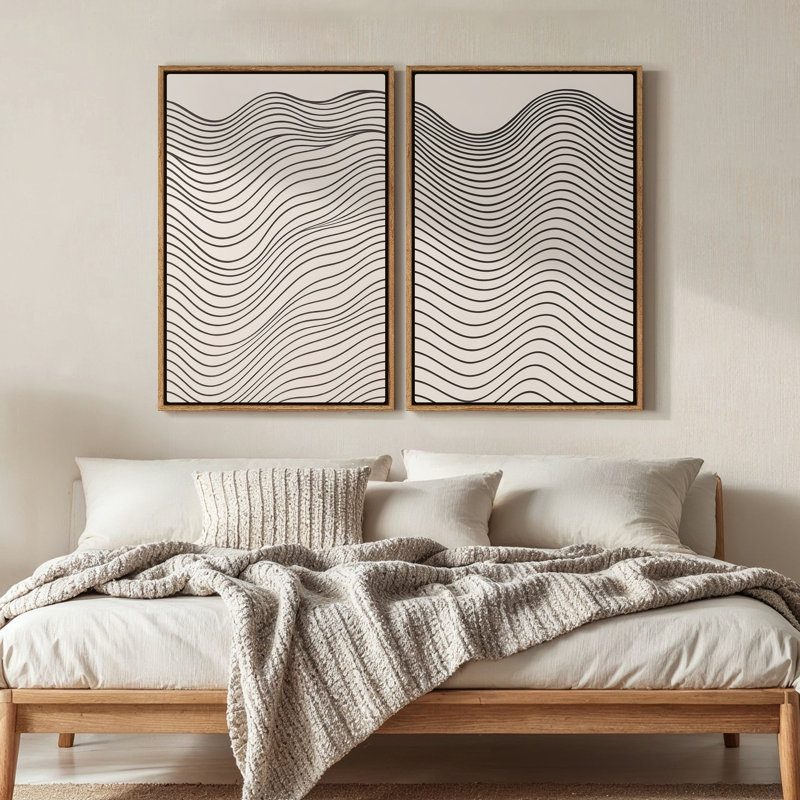 Art mural encadré sur toile, rétro muraux abstraits pour chambre à coucher, H 24 po x l 16 po, Naturel