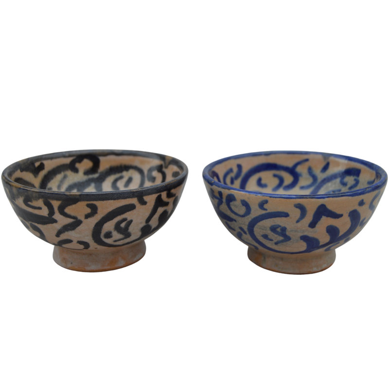Bol antique en céramique de calligraphie marocaine / noire
