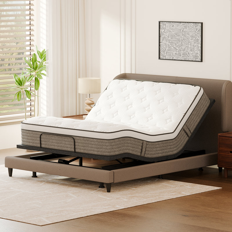 Adjustable Bed With 12”dual Foam Hybrid Mattress-zero Gravity, Massage And Wireless Remote, Underbed Light, Twin XL