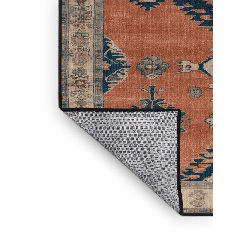 Machine Washable Overdyed Brown Area Rug, Square 8'