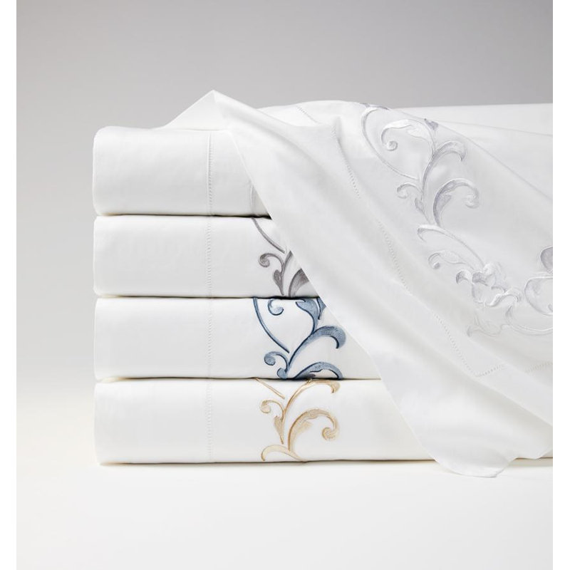 Griante Percale Flat Sheet, Full/Queen Flat Sheet, White/Storm