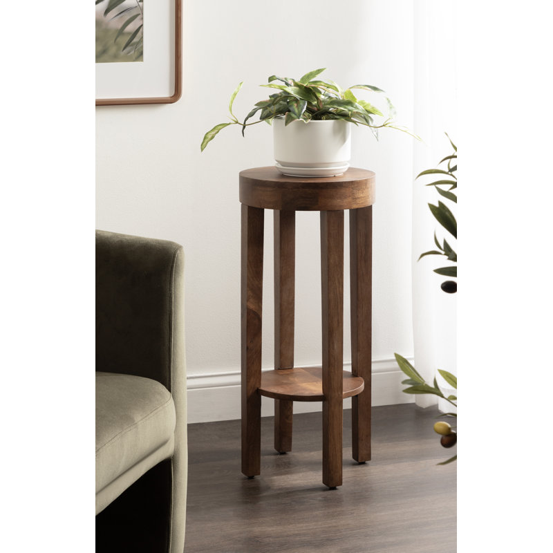Avaria Modern Round Mango Wood Side Table, Brown