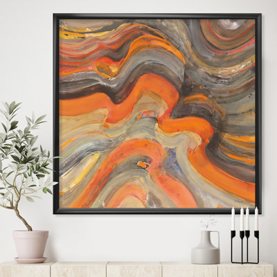 « abstract gilded orange vagues »-impression sur toile