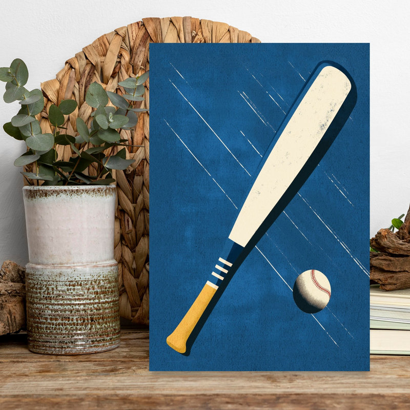 Baseball Blue Contemporary Bat Wall Art Print, 45.72cm H x 30.48cm W