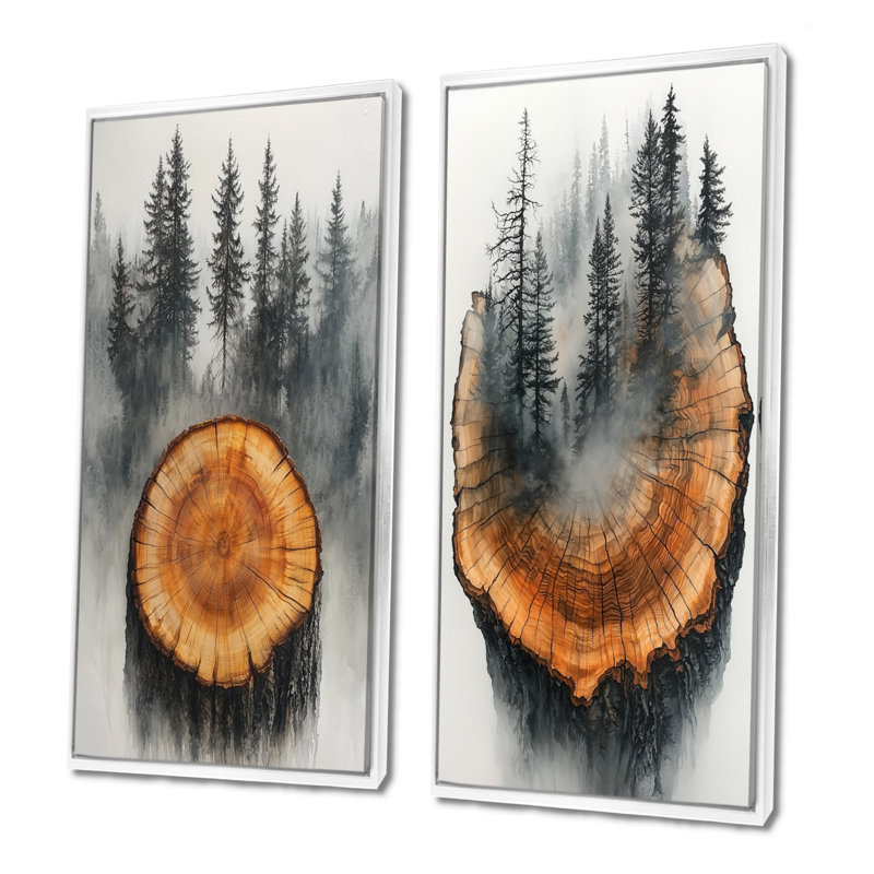 Hiver, paysage de montagne pur, collection de 2 impressions sur toile de ferme, H 40 po x l 41 po, White Floater Framed