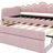 Twin XL Size Upholstered Daybed With Trundle And LED Light, Trundle Adjustable-200419148