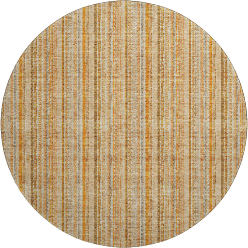 Premium Machine Washable Prisco Peach Rug, Round 8'