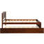 Lit plateforme simple en bois avec lit gigogne en noyer - Espace de rangement confortable et élégant-727464113