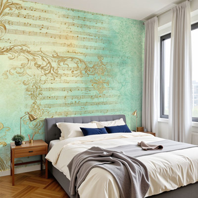 Papier peint à peler et à coller rétro, feuilles de métal murales dorées rétro H 100 po x l 144 po, papier peint amovible en PVC, adhésif mural pour chambre à coucher, bureau à domicile
