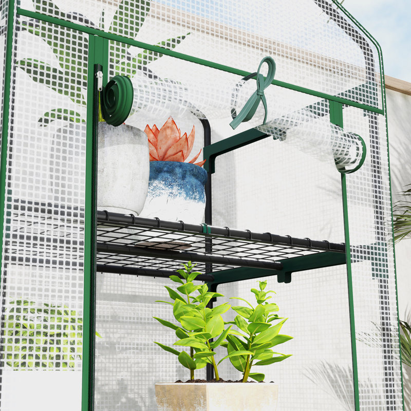 2 Ft W x 1.5 Ft D Mini Greenhouse, Green