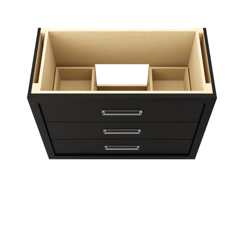 Avalon Three-Drawer Single Bath Vanity, 42", Classic Black, Polished Chrome
