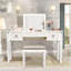 Bureau de coiffeuse en miroir avec tiroirs, ensemble de coiffeuse de chambre à coucher avec miroir et tabouret, coiffeuse rabattable pour chambre / salle de maquillage, bureau de travail pour femmes
