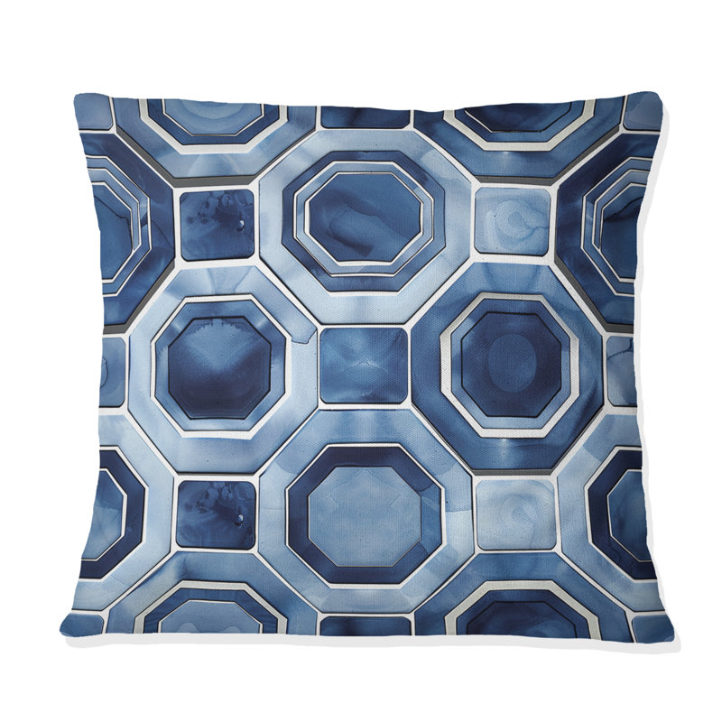 Coussin Blue Octagon Patten II - moderne, H 16 po x l 16 po