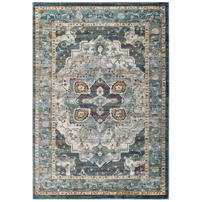Modway Tribute Diantha Distressed Vintage Floral Vintage Medallion Area Rug, 8x10, Multicolor, Rectangle 5' x 8'