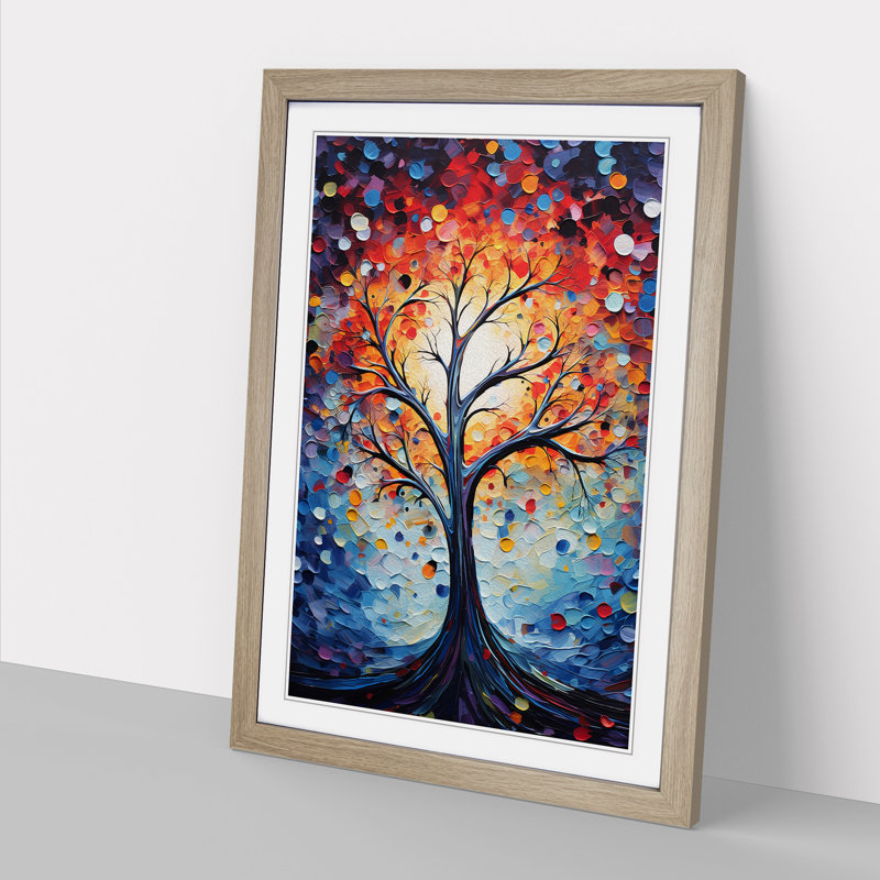 XYZ-FRM-V1223-6220 Tree Abstract - Single Picture Frame Print on Wood, 46cm H x 34cm W x 2cm D, Oak 