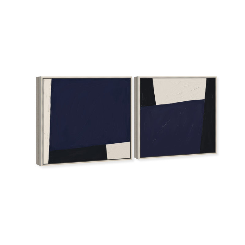 In Blue Set Canvas Abstract Print by Oliver Gal, Black Frame, 12 x 12, 31"H x 31"W, Silver Floater Frame
