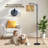 Arc Floor Lamp Floral Vintage Seamless Pink Blossoms Green Leaves Beige Floor Lamps with Remote LED Lights Adjustable Lamp Shades Tall Standing Lamps for Reading Office Living Room