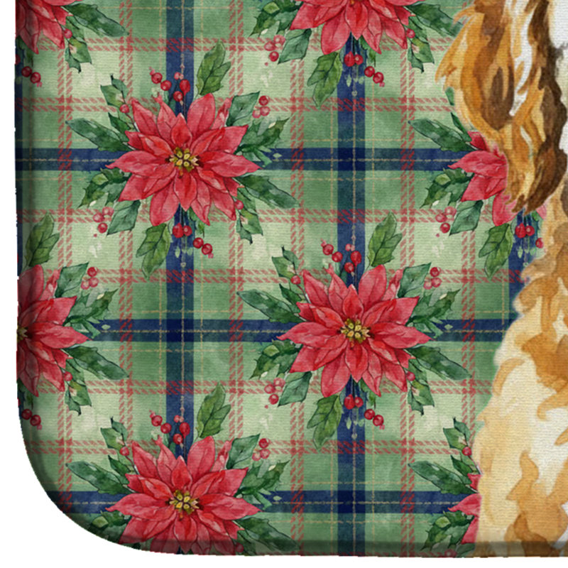 Tapis de vaisselle Goldendoodle Christmas PoinsettIas