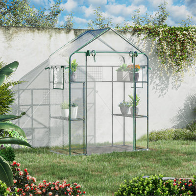 Mini Greenhouse - Grow Herbs, Vegetables, 6 Shelves, Mesh Door & Windows, Control Heat Humidity, From Animals Succulents, Flowers, 3 , Wind Obstruction