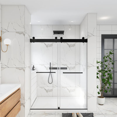 72'' W x 76'' H Door Frameless Shower Door with Clear Glass